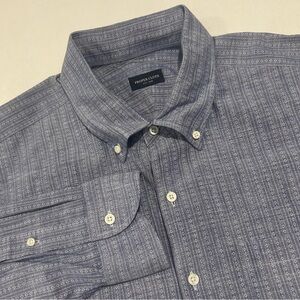 Proper Cloth‎ Men's Slate Ribbon Folk Stripe Chambray 19/33 Long Sleeve Shirt